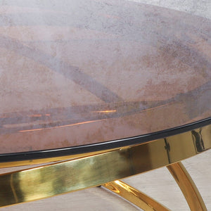 Modern Crystal Coffee Table in Gold with an abstract design, combining functionality and sophistication for a stylish living room setup.