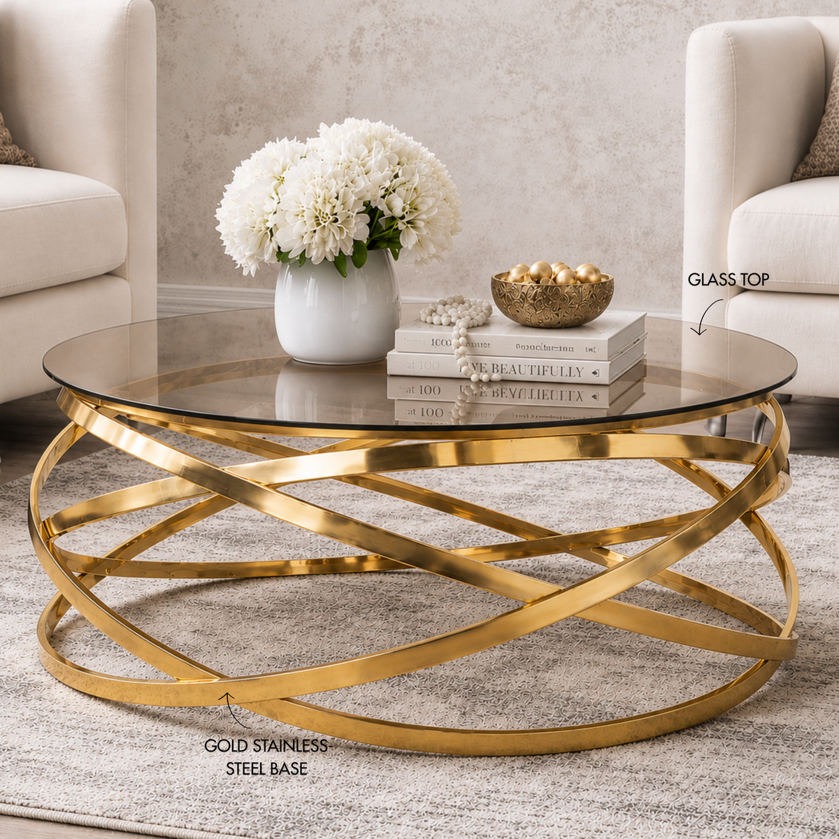 coffee tables, round coffee table,  glass coffee table, gold coffee table
