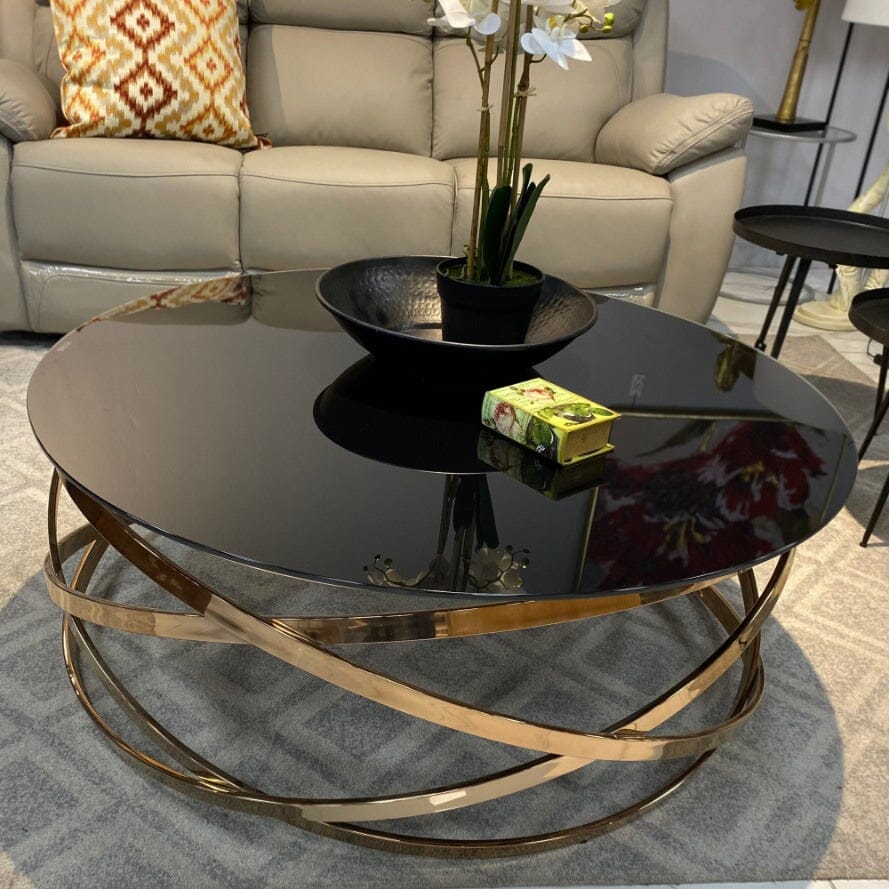 Crystal Glass Coffee Table in Gold - Warehouse Clearance Coffee Table Leather Gallery 