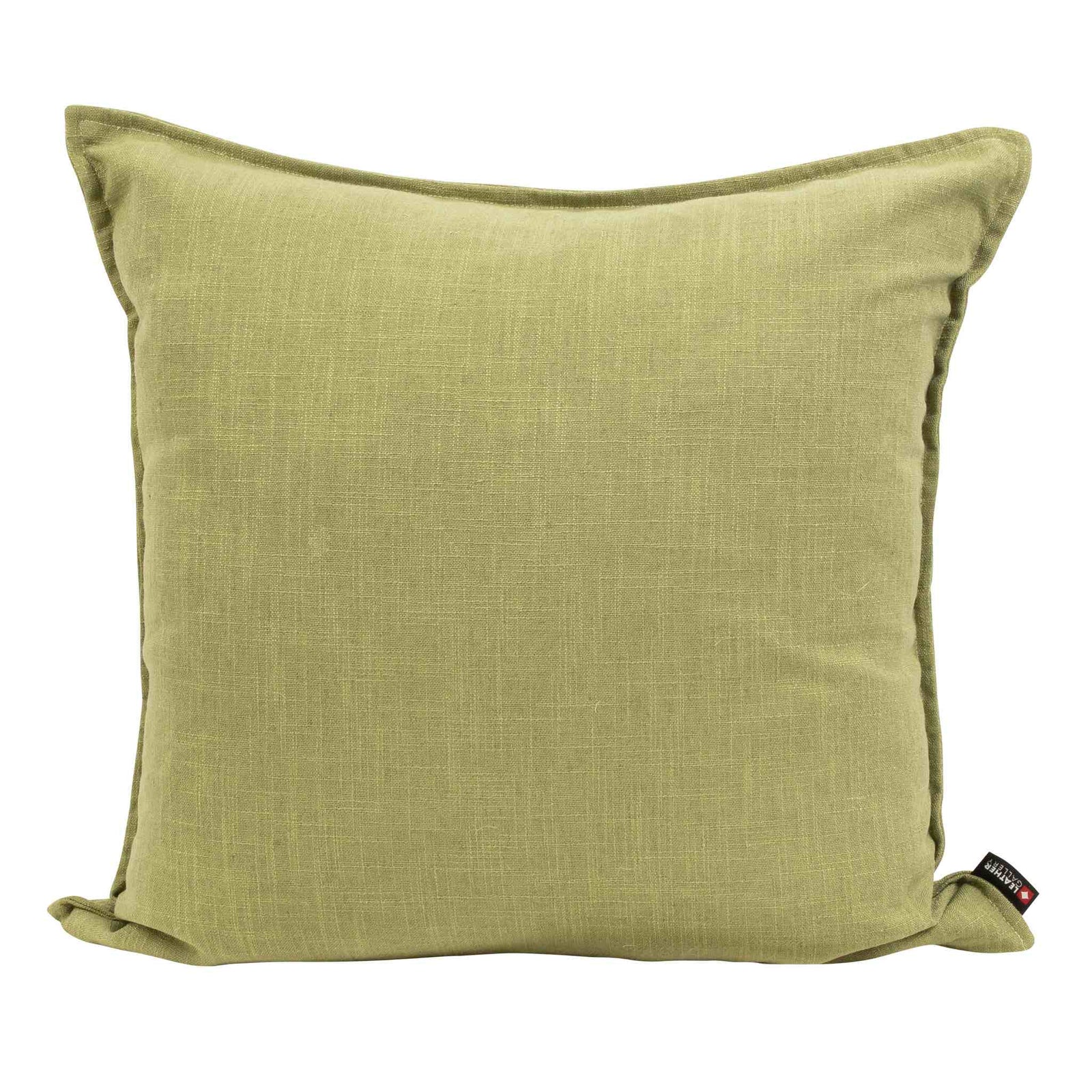 New Point Apple Cushion in sage green; a square scatter cushion for a lounge or living room. | Leather Gallery Scatter Cushions