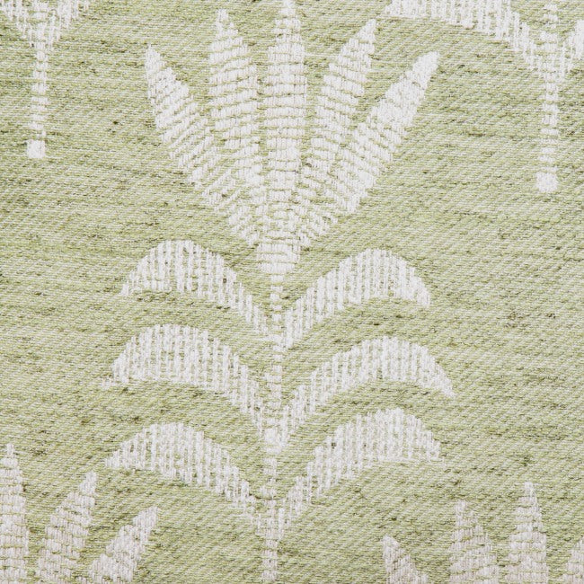 Macro shot of the Wilderness Jade cushion fabric cover, showing the intricate weave and botanical design used for these versatile couch cushions and patio cushions.| Leather Gallery Scatter Cushions