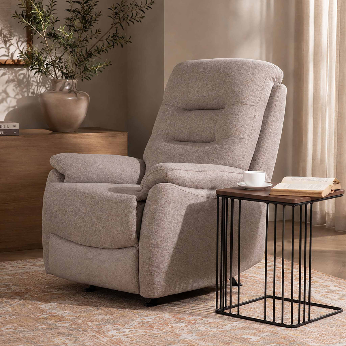 leather gallery dallas fabric recliner majestic beige