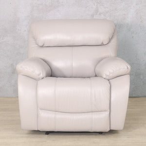 Delta 1 Seater Leather Recliner Chair from Leather Gallery in the colour Luxe Grey. 