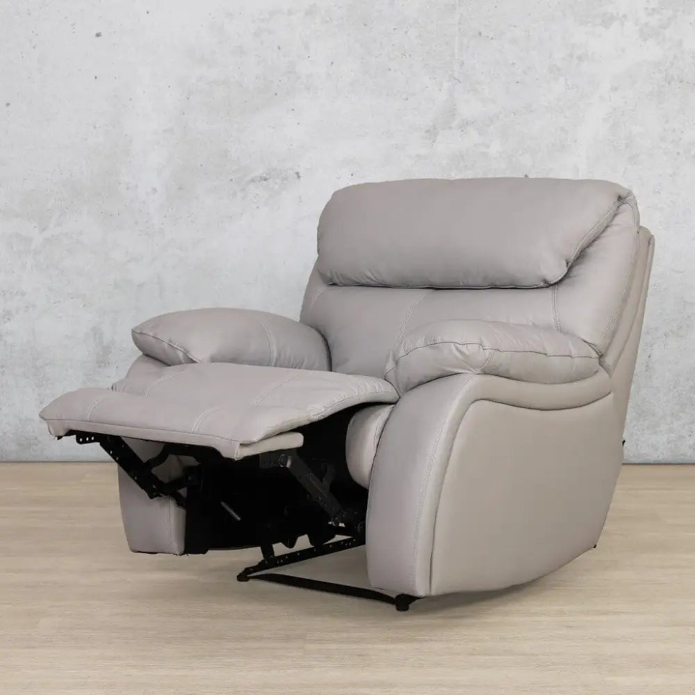 Delta 1 Seater Leather Recliner Chair - Leather Recliner Manatee Grey