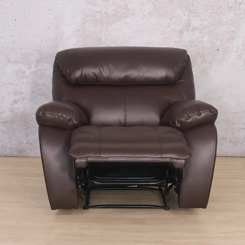 Delta 1 Seater Leather Recliner Chair - Leather Recliner Luxe Walnut
