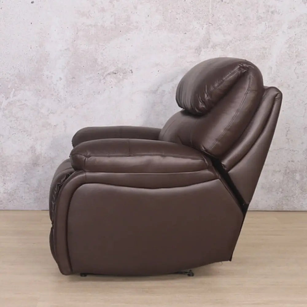 Delta 1 Seater Leather Recliner Chair - Leather Recliner Luxe Walnut