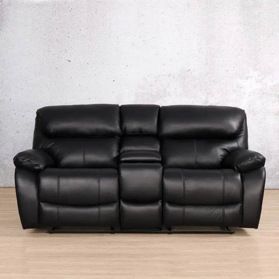 Delta 2 Seater Home Theatre Leather Recliner - Luxe Black - Leather Recliner
