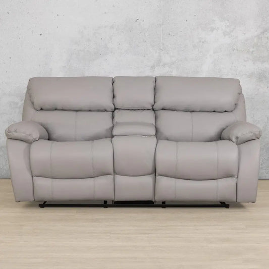 Delta 2 Seater Home Theatre Leather Recliner - Manatee Grey - Leather Recliner