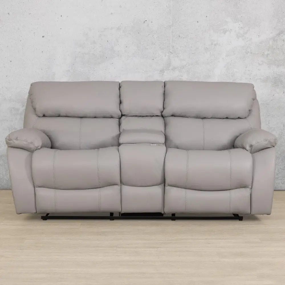 Delta 2 Seater Home Theatre Leather Recliner - Manatee Grey - Leather Recliner