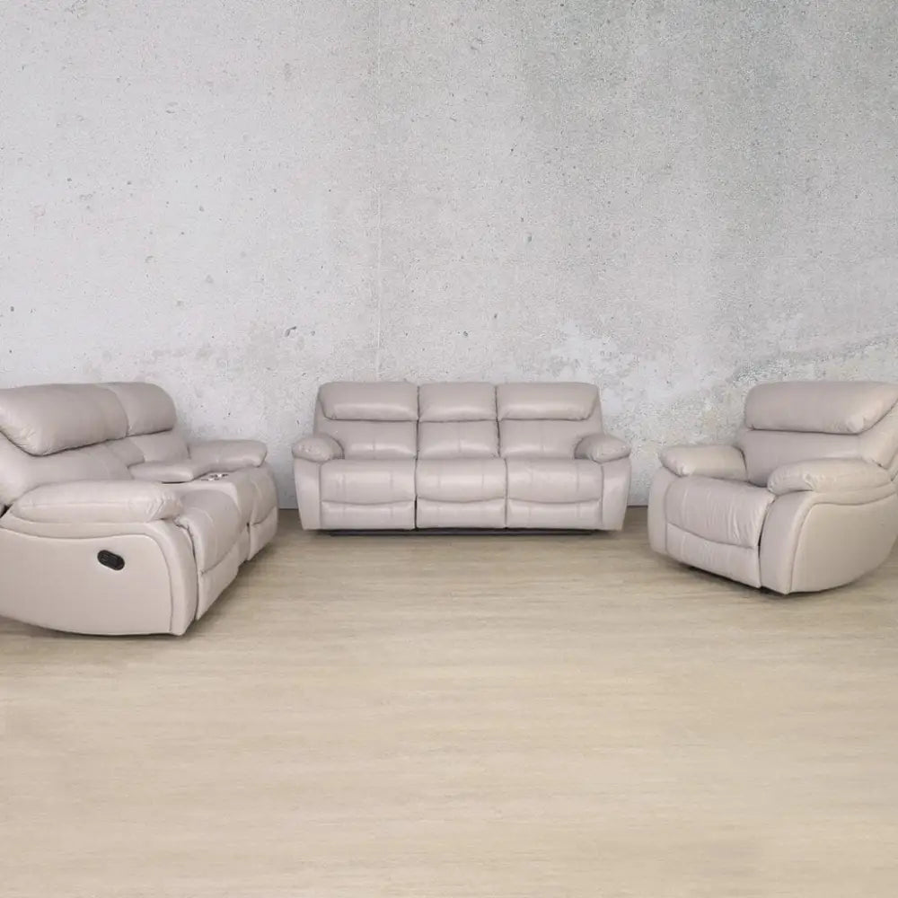 Delta 3 + 2 + 1 Leather Recliner Home Theatre Suite - Leather Recliner luxe grey