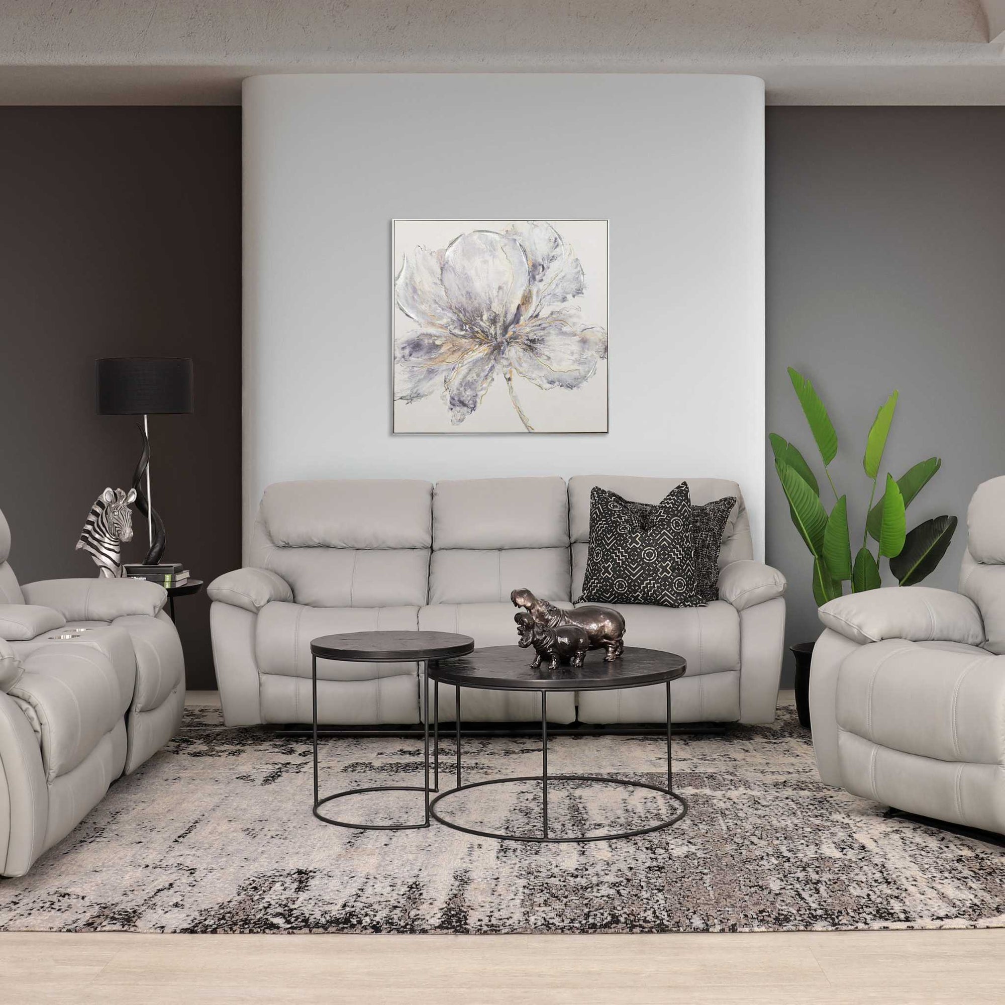 Delta 3 + 2 + 1 Leather Recliner Home Theatre Suite - Leather Recliner-luxe-grey