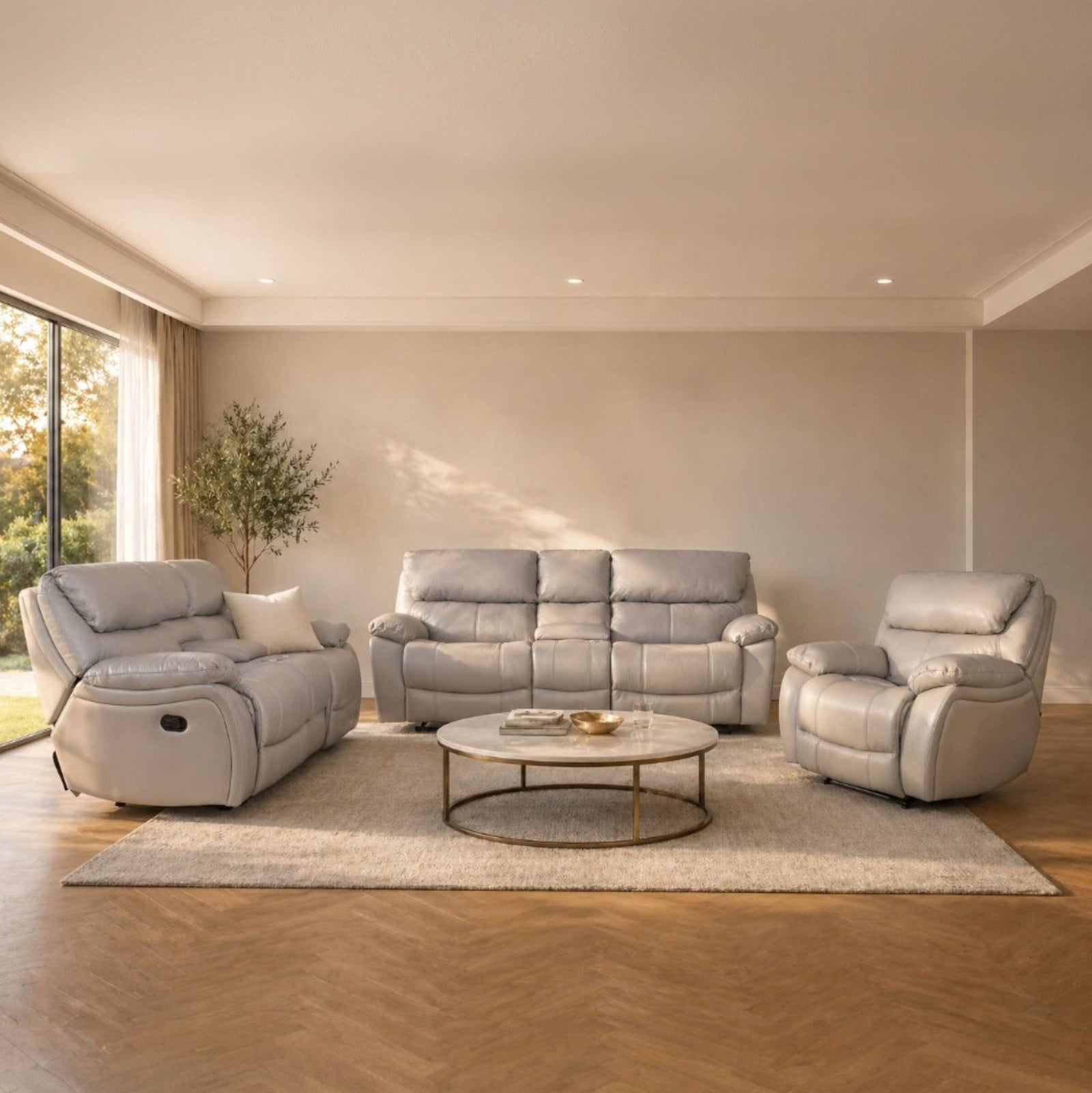 Delta 3 + 2 + 1 Leather Recliner Home Theatre Suite - Leather Recliner manatee grey