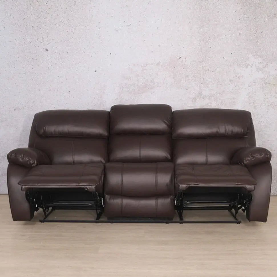 Delta 3 Seater Leather Recliner - Leather Recliner luxe walnut