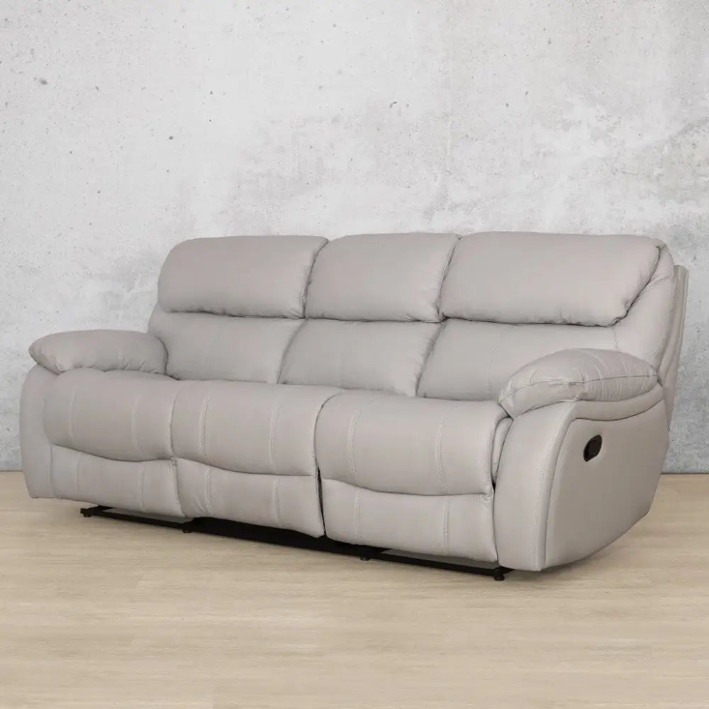 Delta 3 Seater Leather Recliner - Leather Recliner Manatee Grey