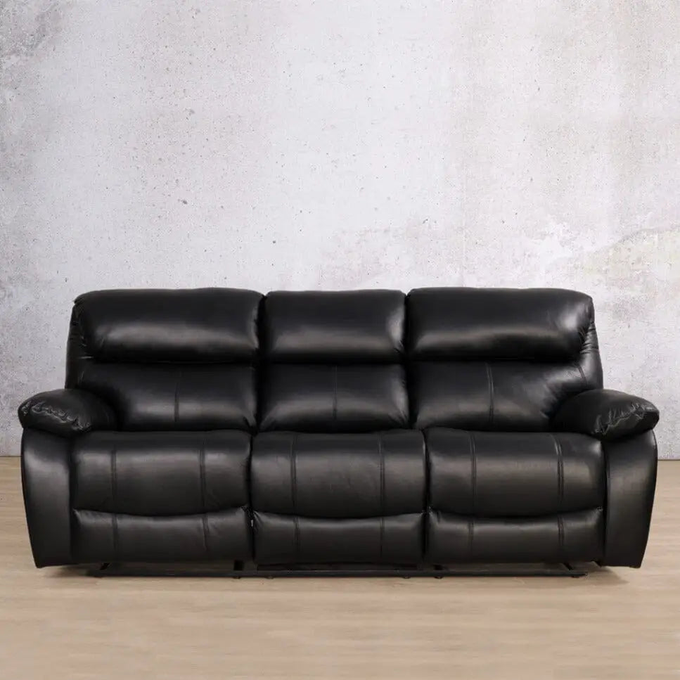 Delta 3 Seater Leather Recliner - Luxe Black - Leather Recliner luxe black
