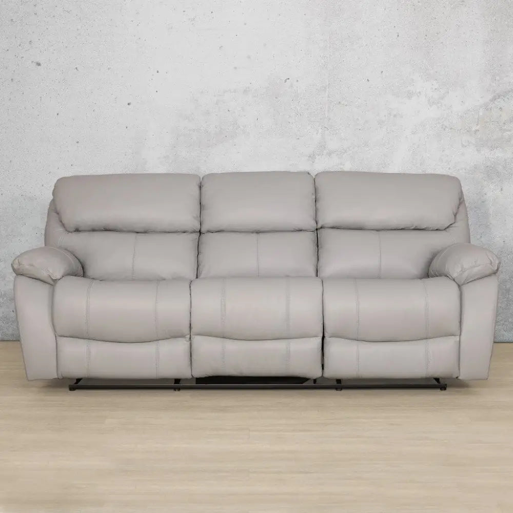 Delta 3 Seater Leather Recliner - Manatee Grey - Leather Recliner
