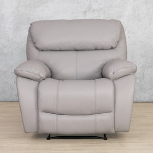 Delta 1 Seater Leather Recliner Chair from Leather Galley in colour Manatee Grey. 