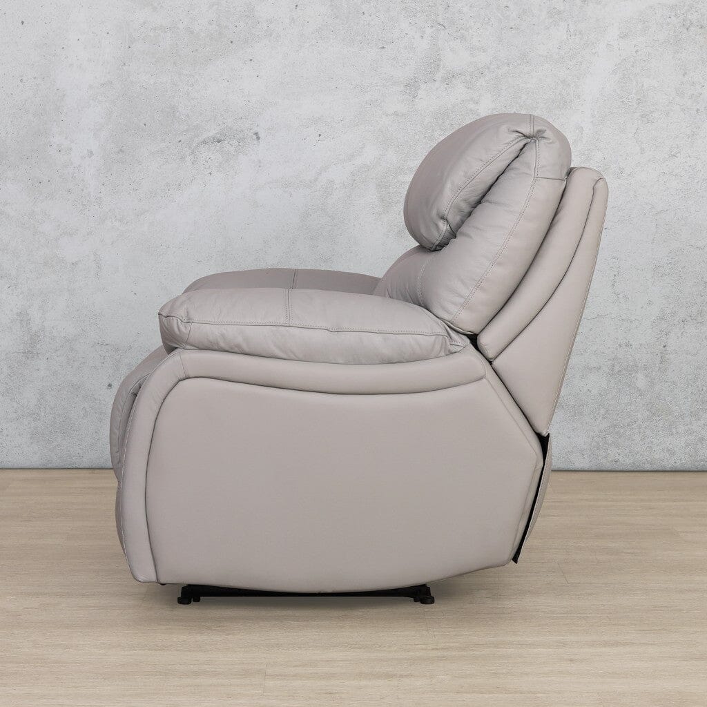 Delta 1 seater single leather recliner chair for your lounge or living room in manatee grey. 