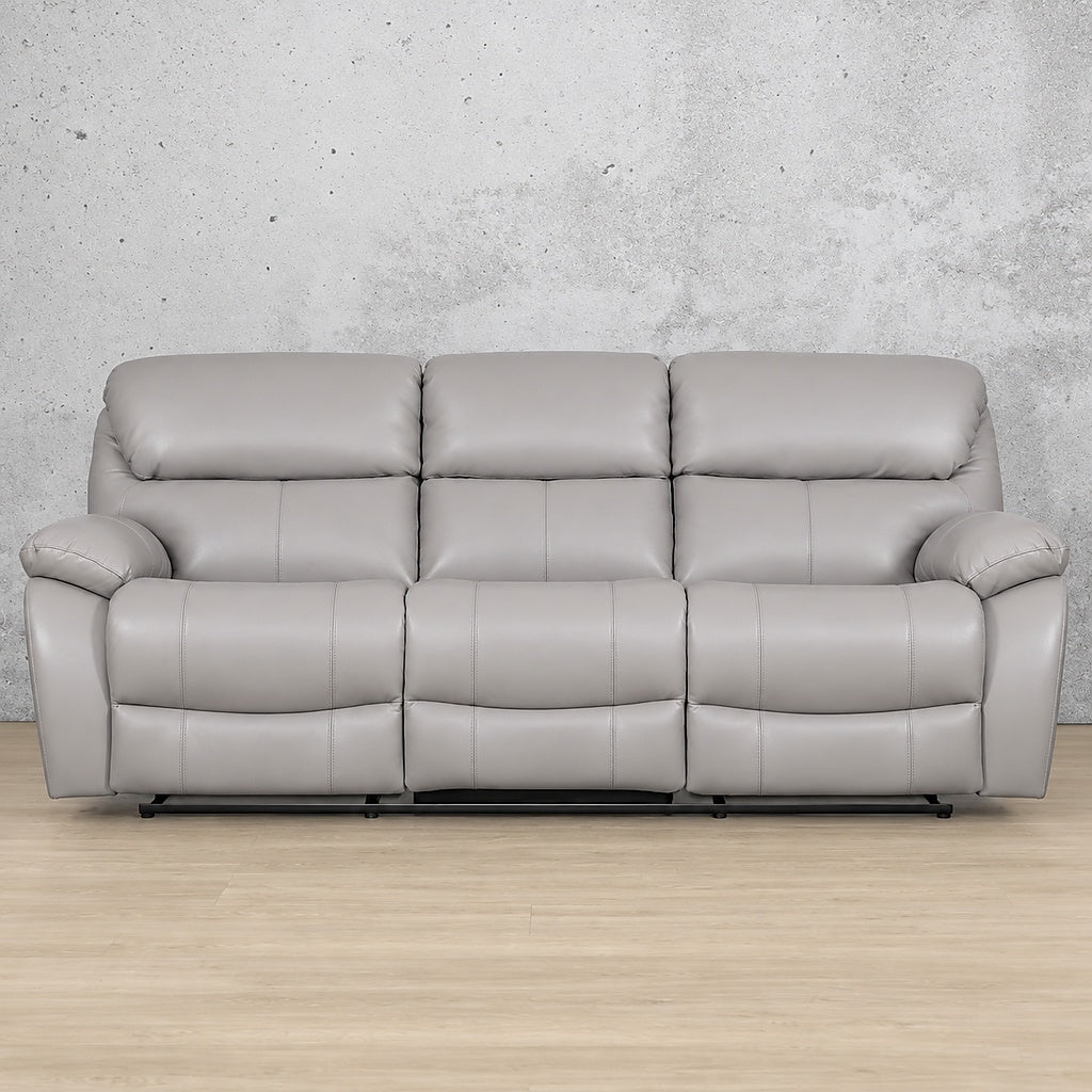 Delta 3 Seater Leather Recliner - Manatee Grey - Leather Recliner