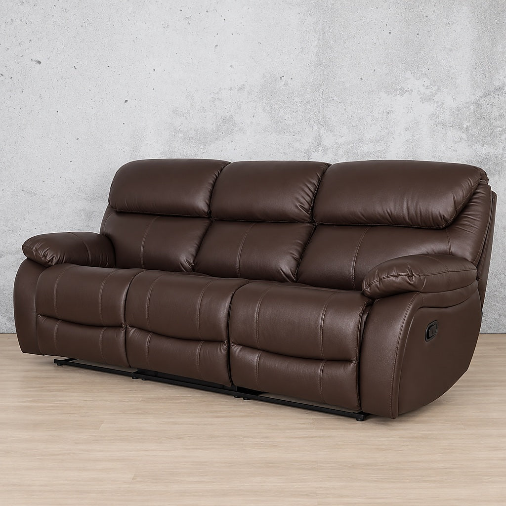 Delta 3 Seater Leather Recliner - Leather Recliner Luxe Walnut