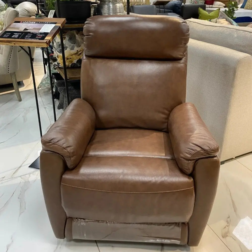 Denver 1 Seater Leather Recliner - Warehouse Clearance - Saddle - Leather Recliner