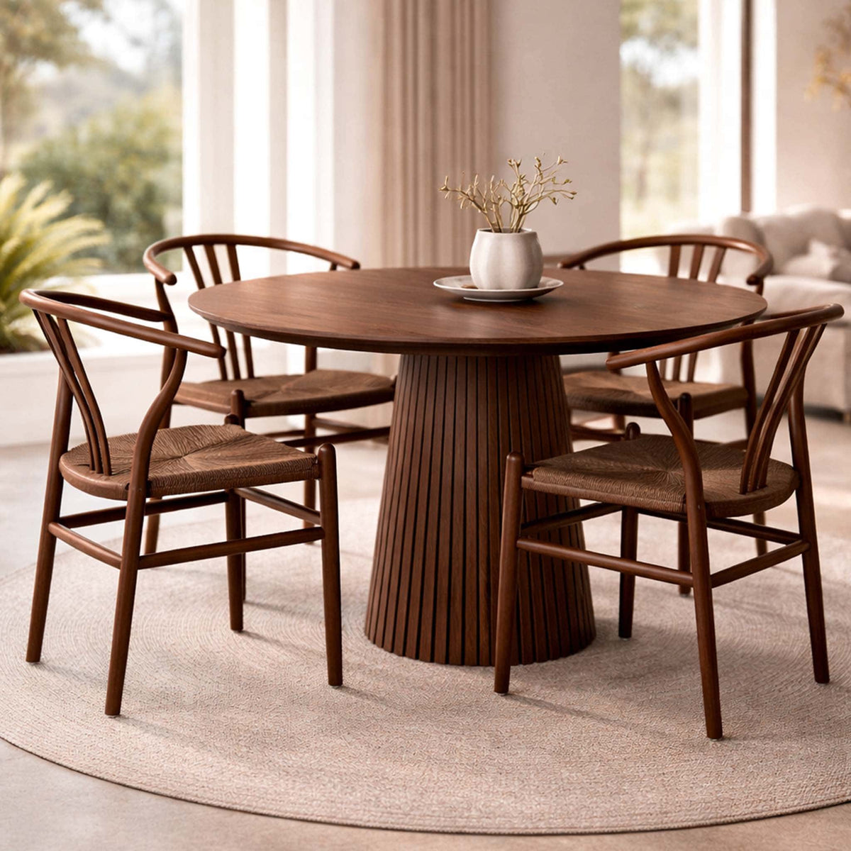 Elara Dining set - Leather Gallery - Walnut