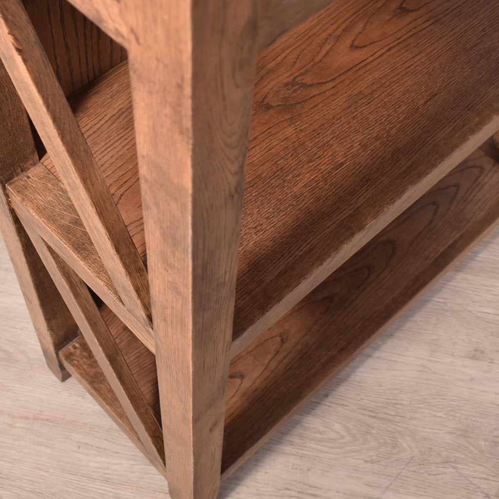 Fairview Bookcase - Antique Dark Oak Cabinet Leather Gallery 