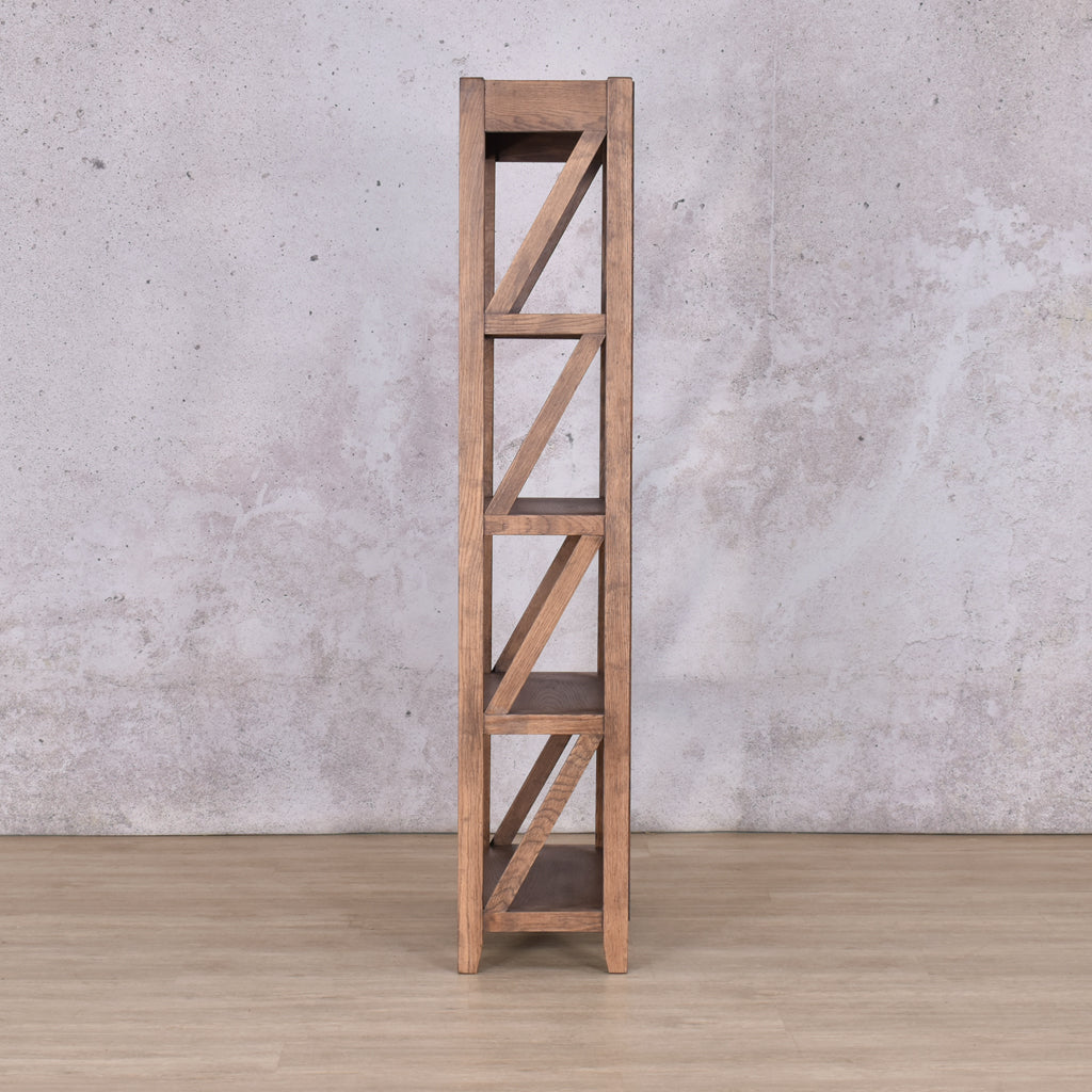 Fairview Bookcase - Antique Dark Oak Cabinet Leather Gallery 