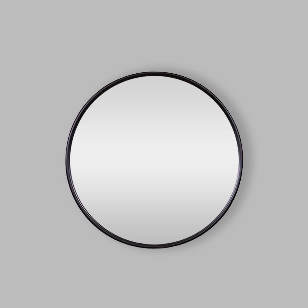 Fallon Black Round Wall Mirror Mirror Leather Gallery Black 500 x 500 mm 