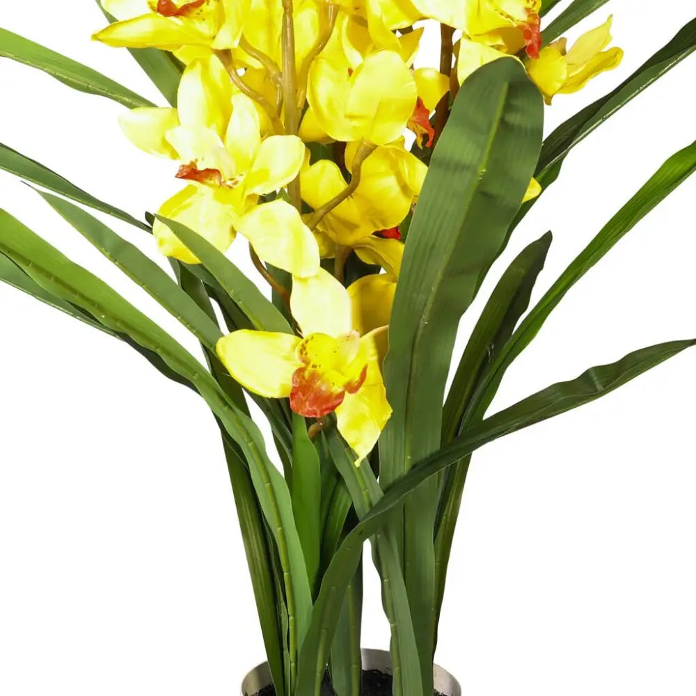 Faux Cymbidium Orchid Plant Yellow - 105cm - Decor