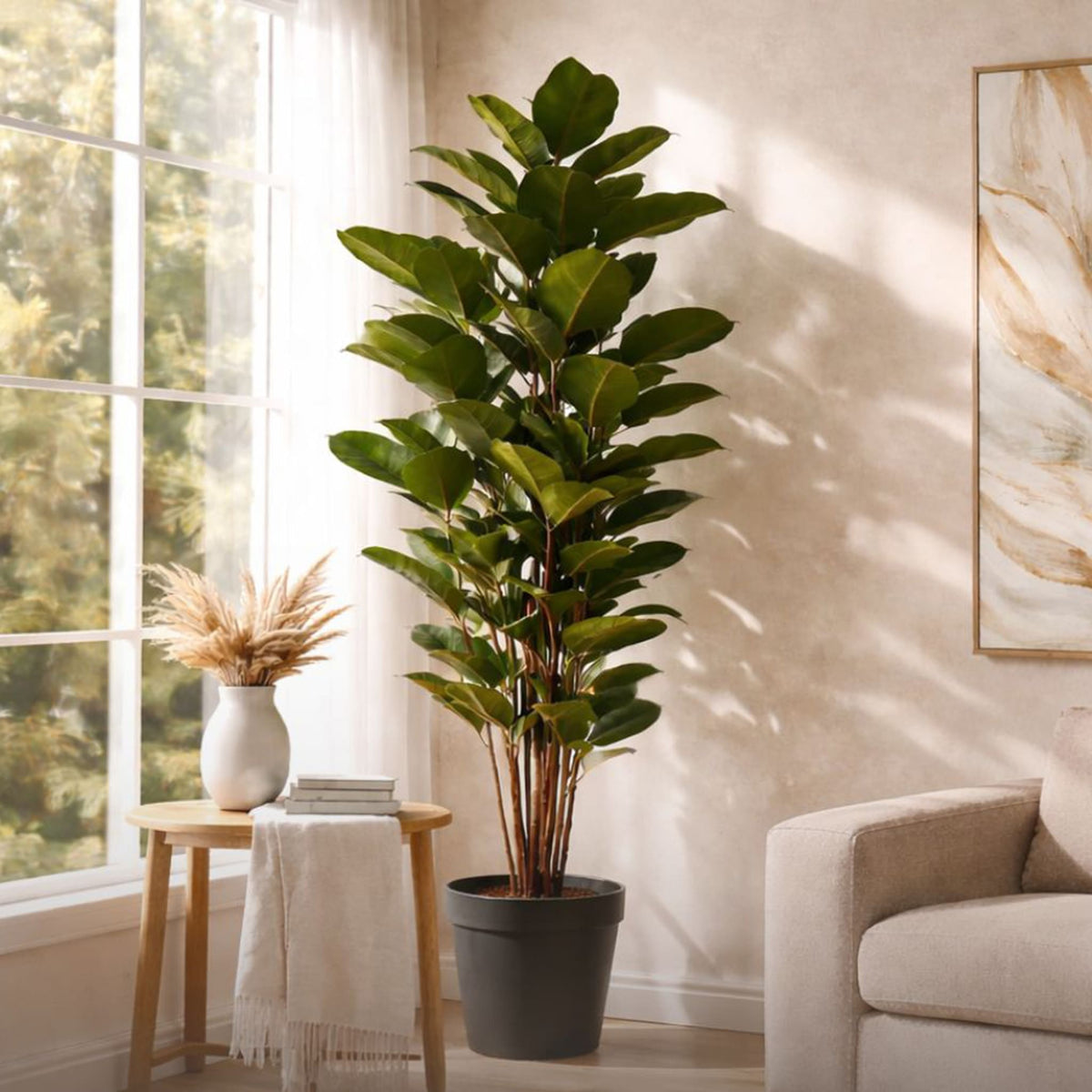 Faux Rubber Plant - Large Decor Leather Gallery Black 175cm