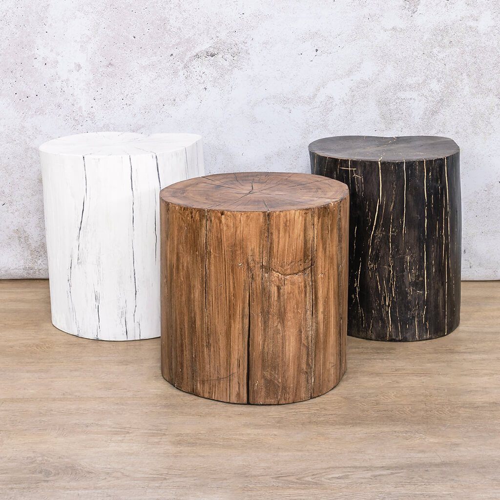 Faux Whitewash Tree Trunk Side Table Side Table Leather Gallery 