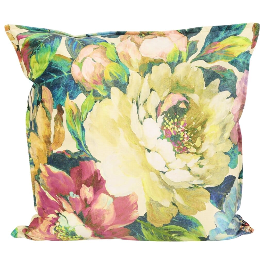 Secret Oasis Duchess floral scatter cushion by Leather Gallery.