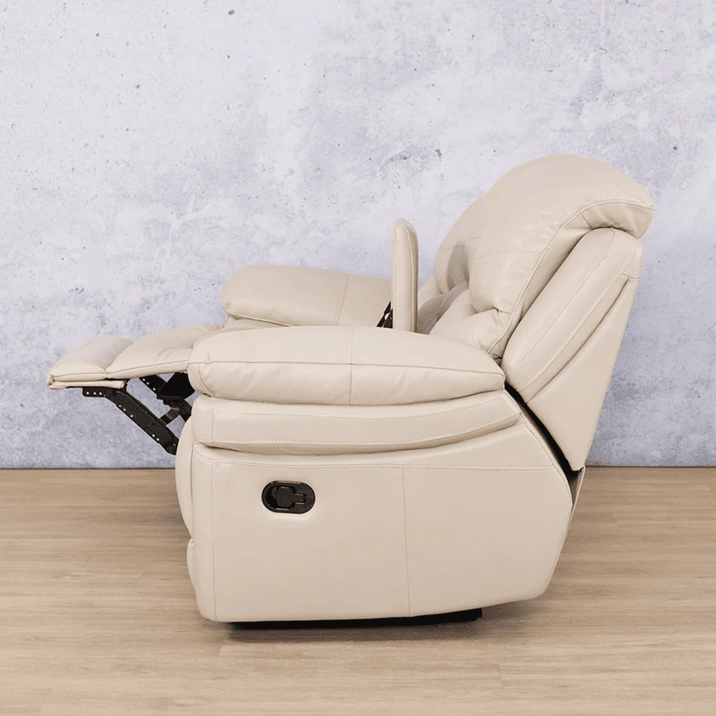 Geneva Leather 2-seater Home Theatre Recliner Couch Side View - Beige-g Leather Gallery