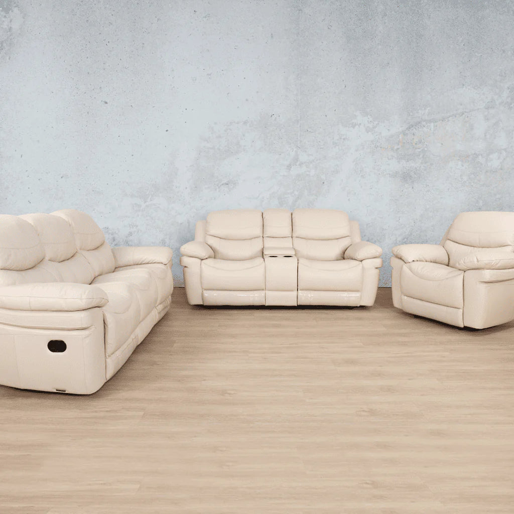 Geneva Leather 3+2+1 Recliner Sofa Suite Beige-g Leather Gallery