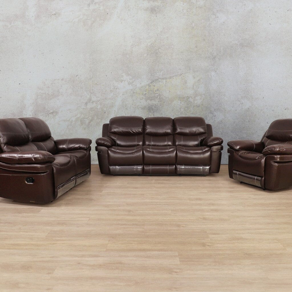 Geneva 3+2+1 Leather Recliner Suite Leather Recliner Leather Gallery choc