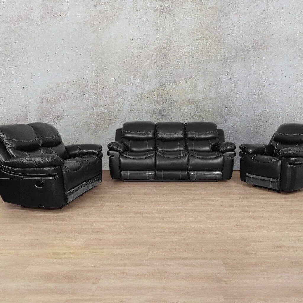 Geneva 3 + 2 + 1 Leather Recliner Suite - Black - Leather Recliner