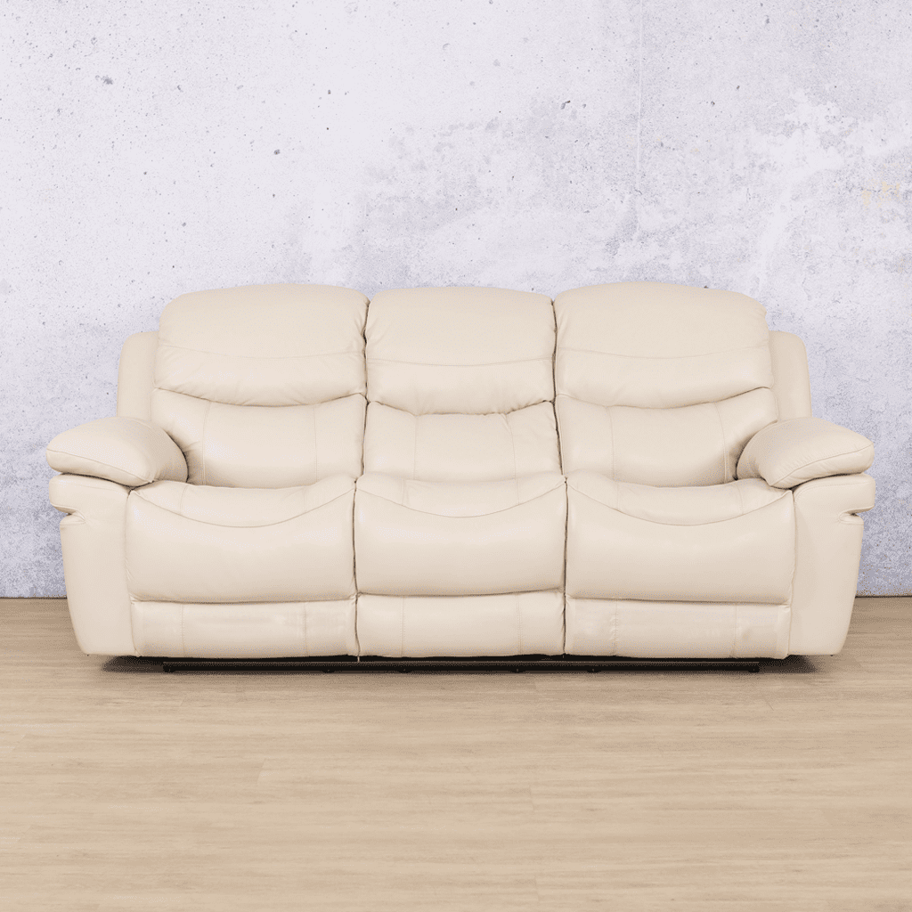 Geneva 3 Seater Leather Recliner Suite - Leather Recliner | Beige-G