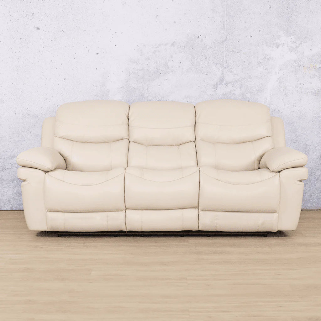 Geneva 3 Seater Leather Recliner Couch Leather Gallery Beige-G