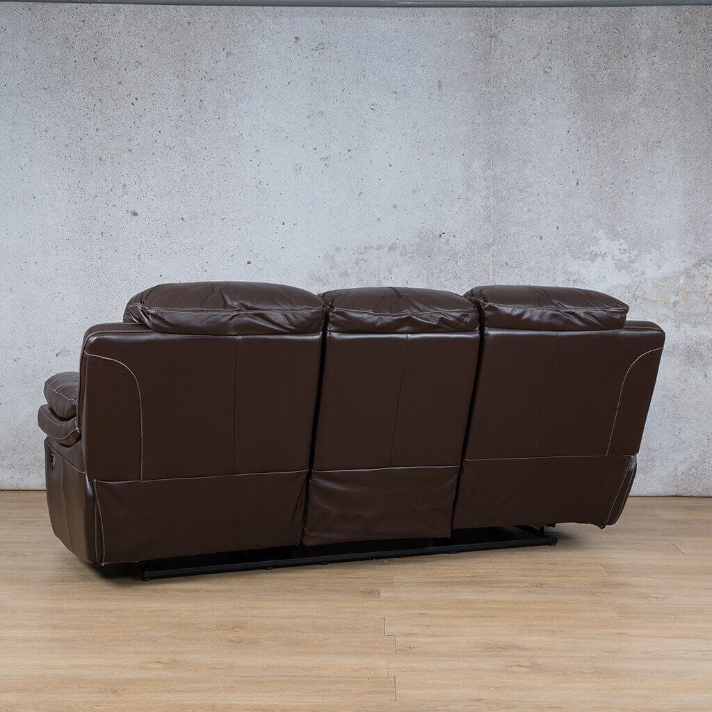 Geneva 3-seater recliner couch, in choc, back view| Recliner couches, 3 seater recliner couch, leather recliner