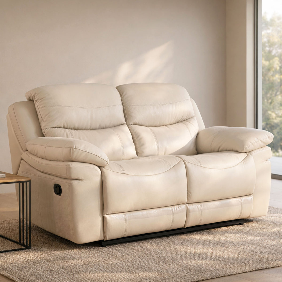 2 seater recliner couch, leather recliners, two seater recliner settee, recliners for sale, Beige-G