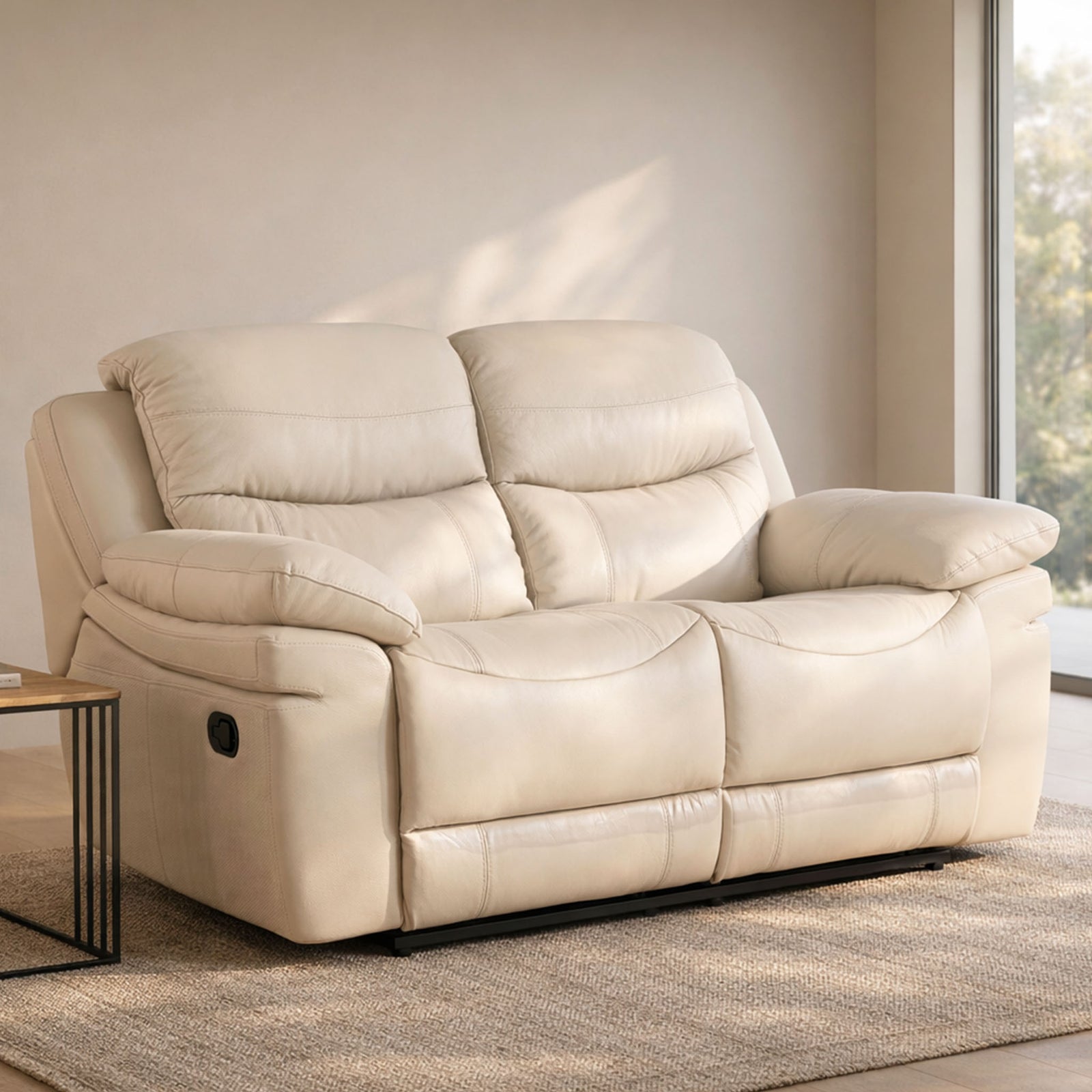 2 seater recliner couch, leather recliners, two seater recliner settee, recliners for sale, Beige-G