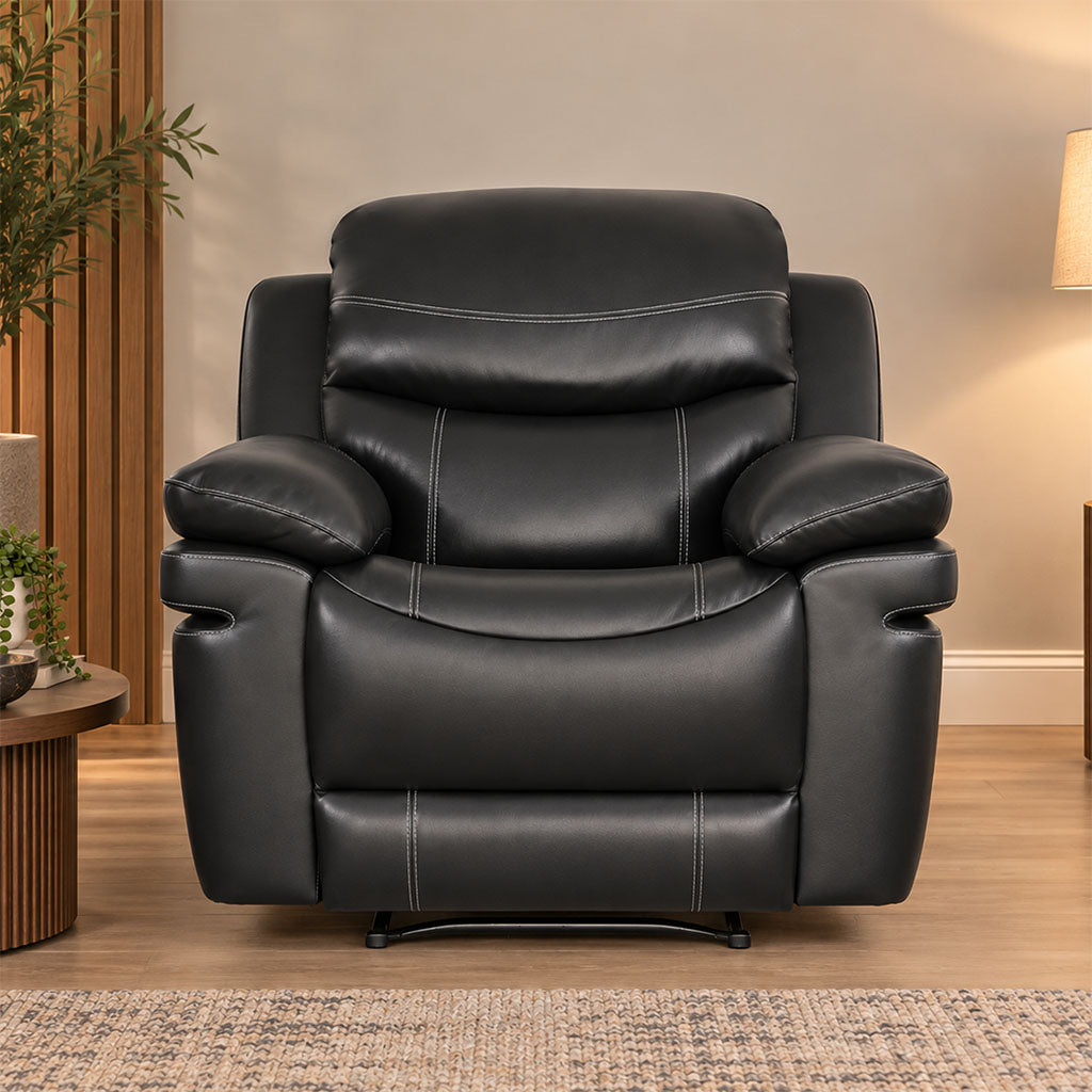 Recliner chair, 1 seater leather recliner, lazyboy chairs, recliners for sale, recliner couches | Black