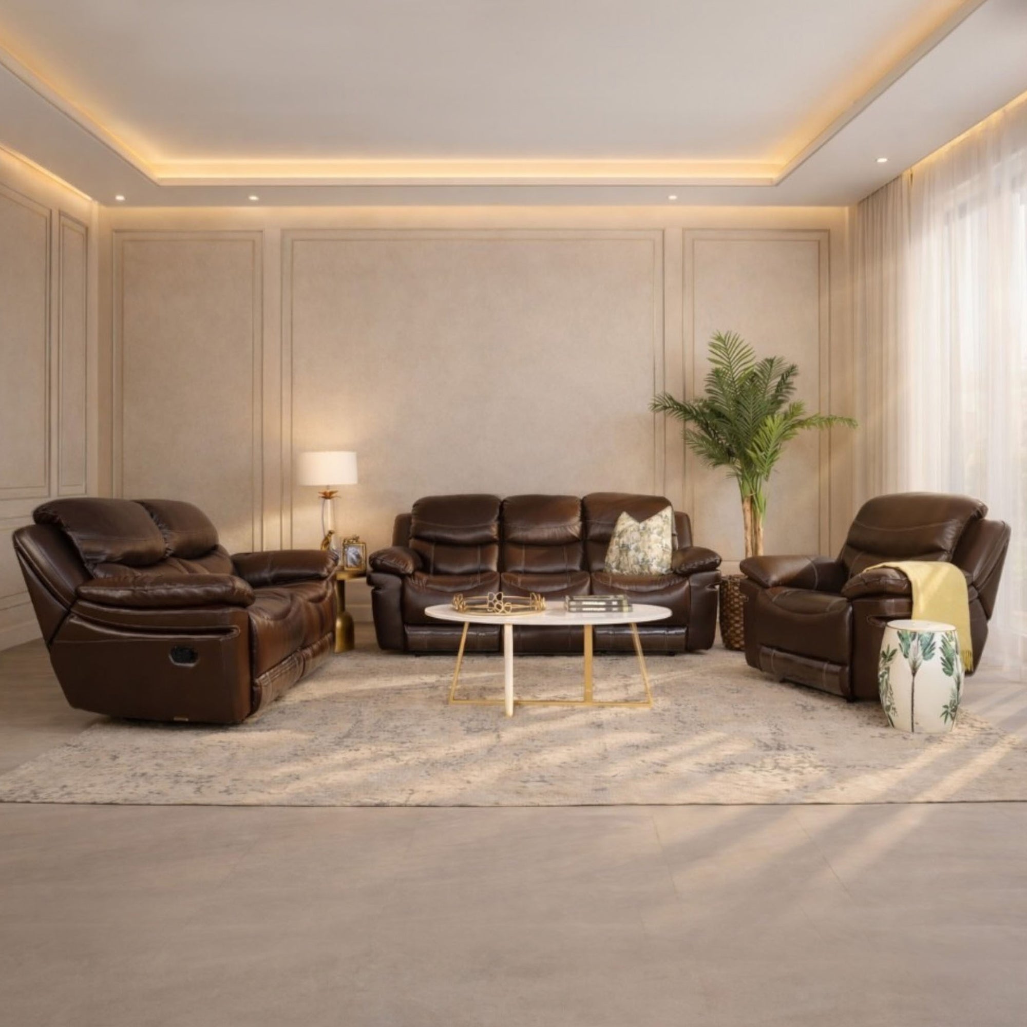 Geneva 3 + 2 + 1 Leather Recliner Suite - Leather - Leather Gallery