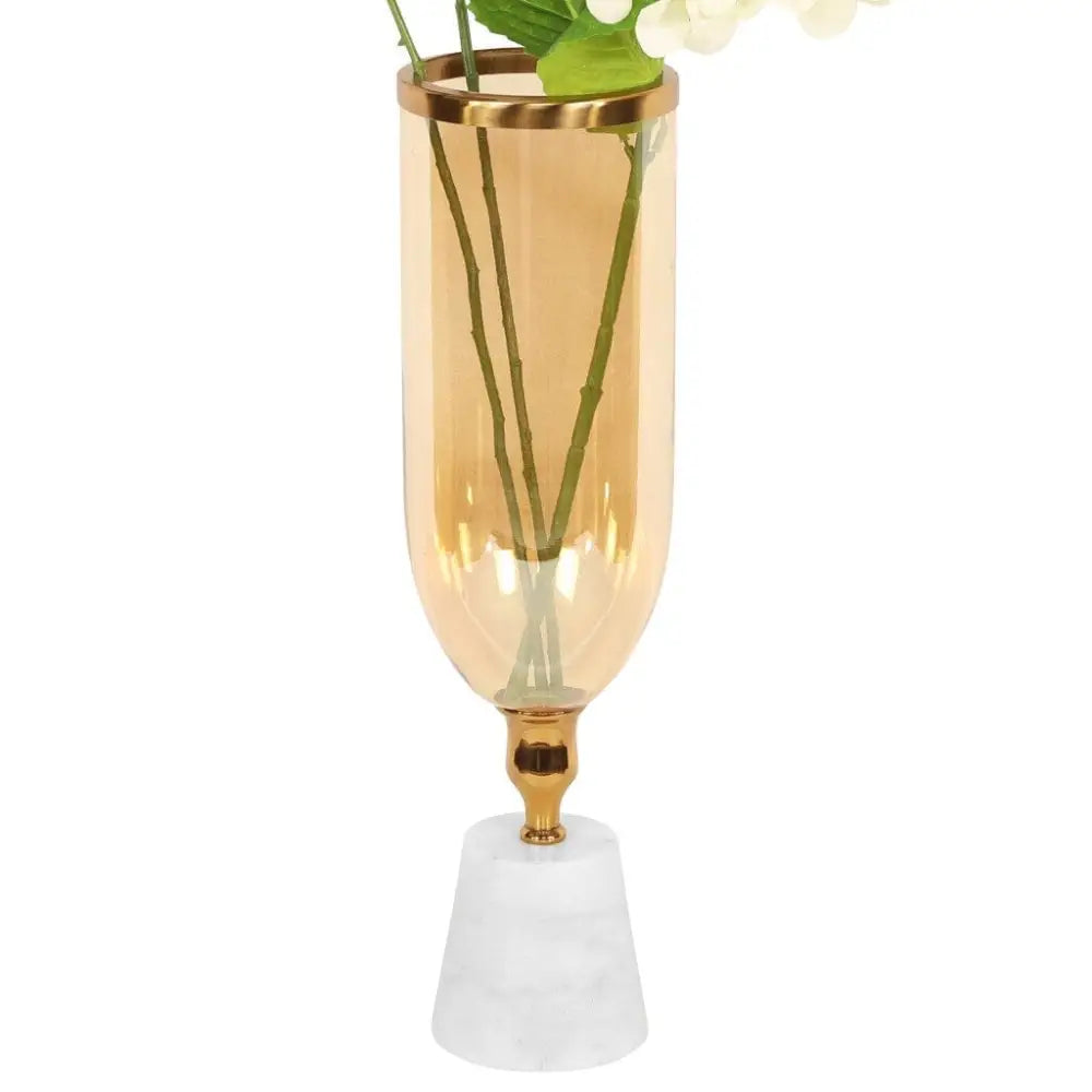 Glass Vase With Marble Base - Vase