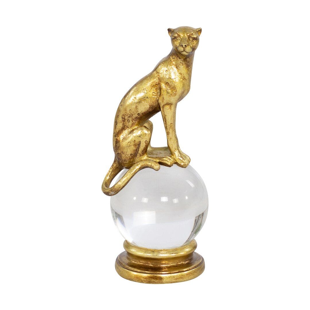 Gold Leopard &amp; Crystal Ball Ornament Ornament Leather Gallery 