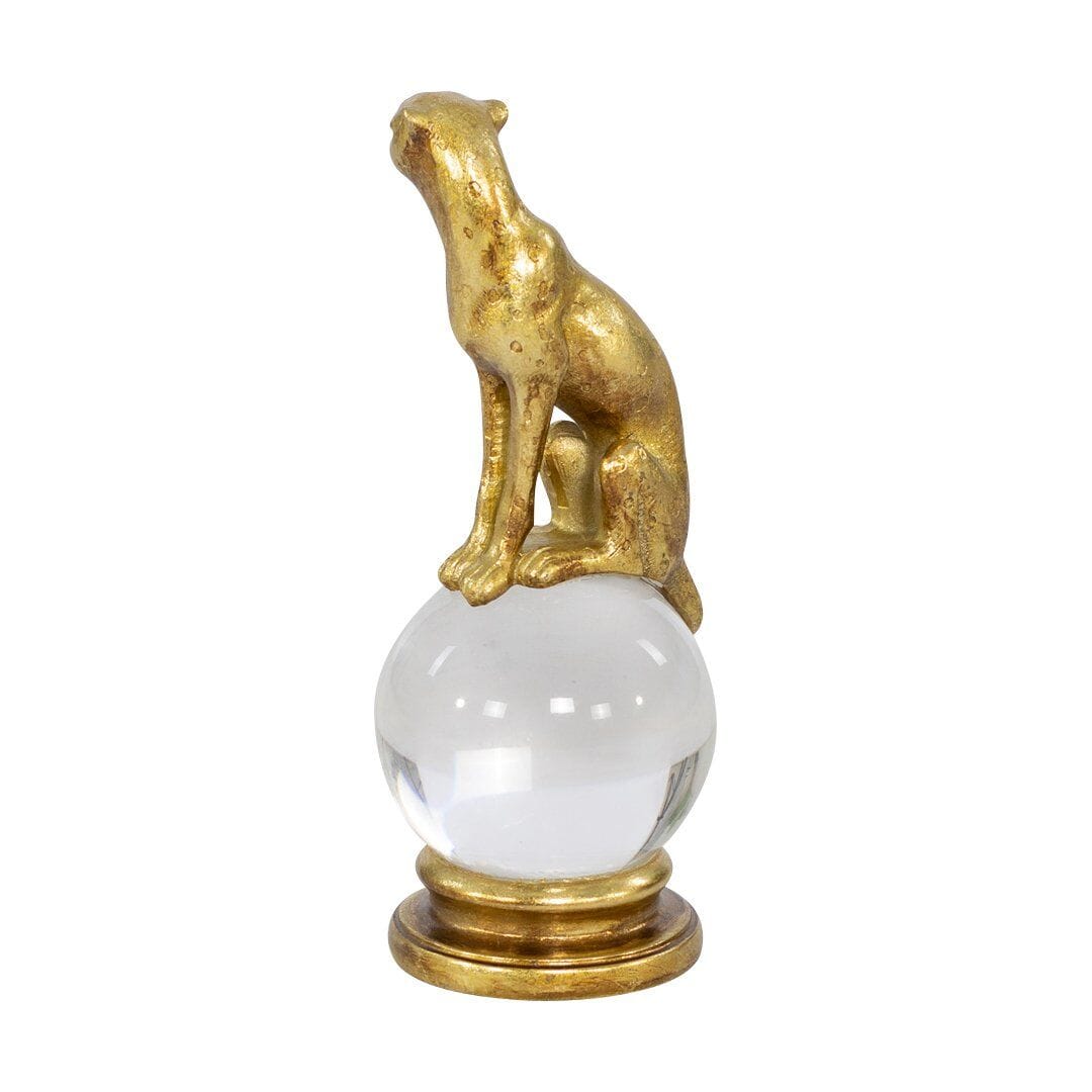 Gold Leopard & Crystal Ball Ornament Ornament Leather Gallery