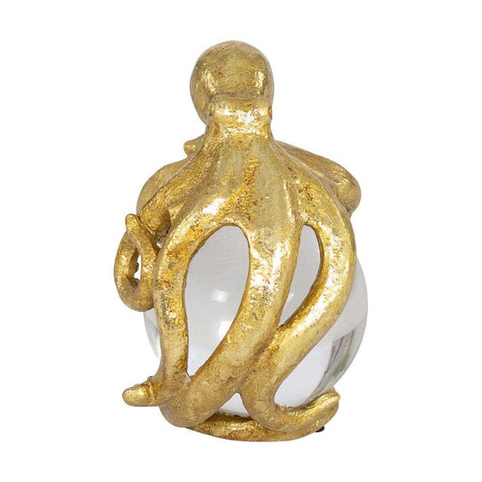 Gold Octopus & Crystal Ball Ornament Ornament Leather Gallery