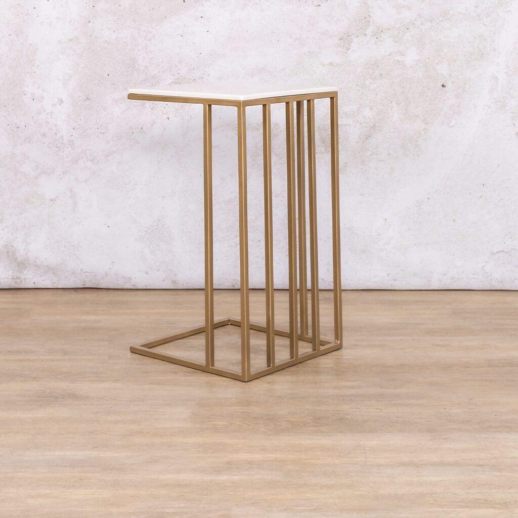 Gold Riley Pillar Side Table Side Table Leather Gallery