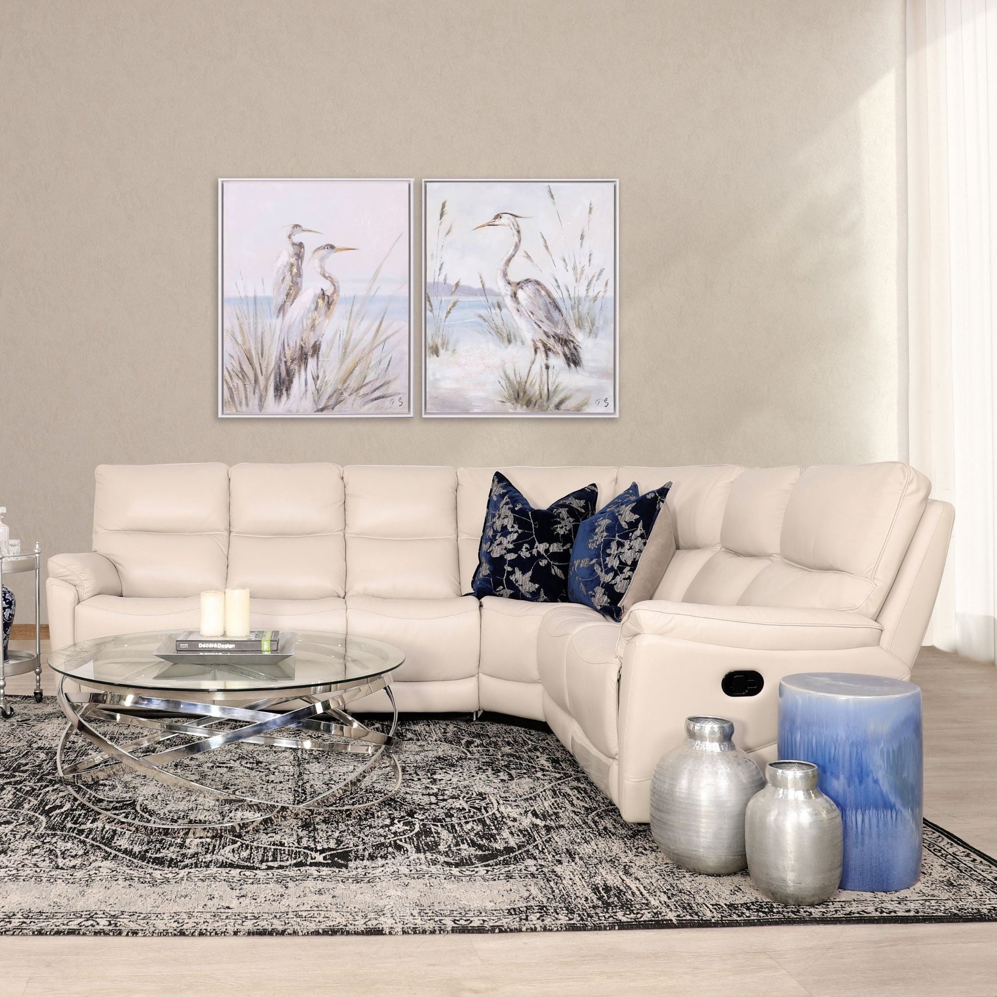 Hilton Leather Corner Sofa - Leather Sectional Beige